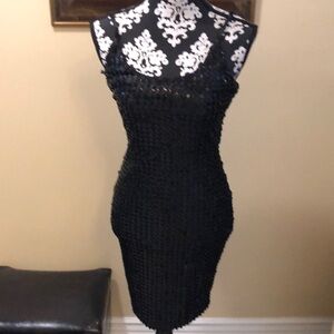 Alex Evenings Classic sequins little black lined some stretch dress with straps